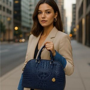💼 Brahmin Camden Satchel – Sapphire Blue Croc Embossed Leather (NWT)
